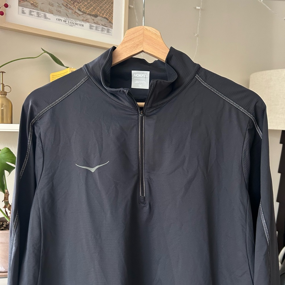 HOKA Mens Glide Tech Quarter Zip Performance Reflective Long Sleeve